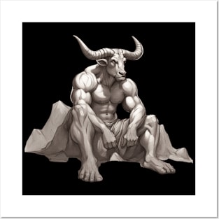 a seated minotaur relaxing Posters and Art